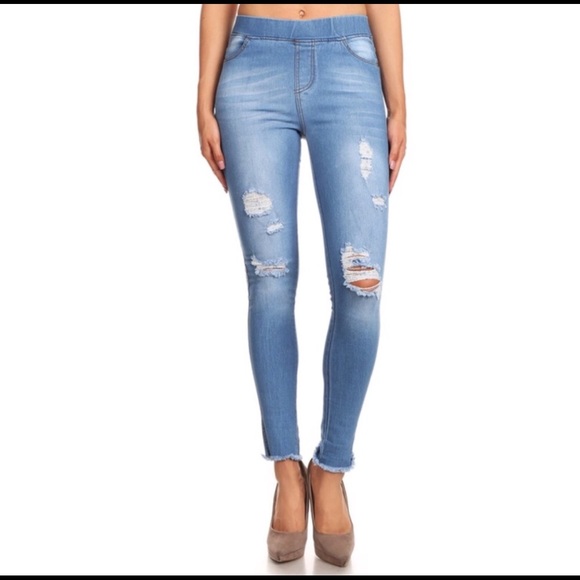 LAST!! SALE!💰Frayed Hem Skinny Jeggings - Picture 2 of 6